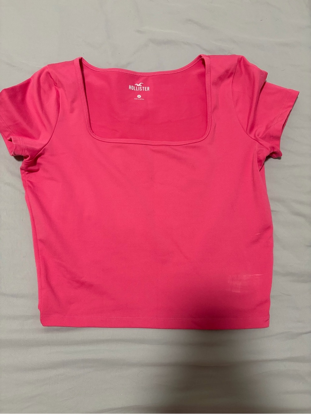 Hollister Women's Square Neck Short Sleeve Crop Top - Pink
